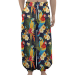 Parrot And Flower Pattern Print Lantern Pants