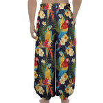Parrot And Flower Pattern Print Lantern Pants