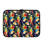 Parrot And Flower Pattern Print Laptop Sleeve
