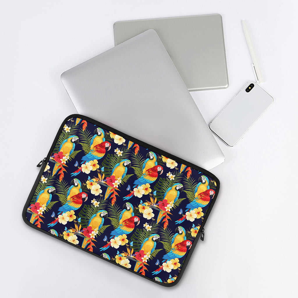 Parrot And Flower Pattern Print Laptop Sleeve