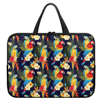 Parrot And Flower Pattern Print Laptop Sleeve With Handle