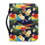 Parrot And Flower Pattern Print Leather Bible Cover