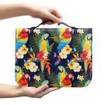 Parrot And Flower Pattern Print Leather Bible Cover