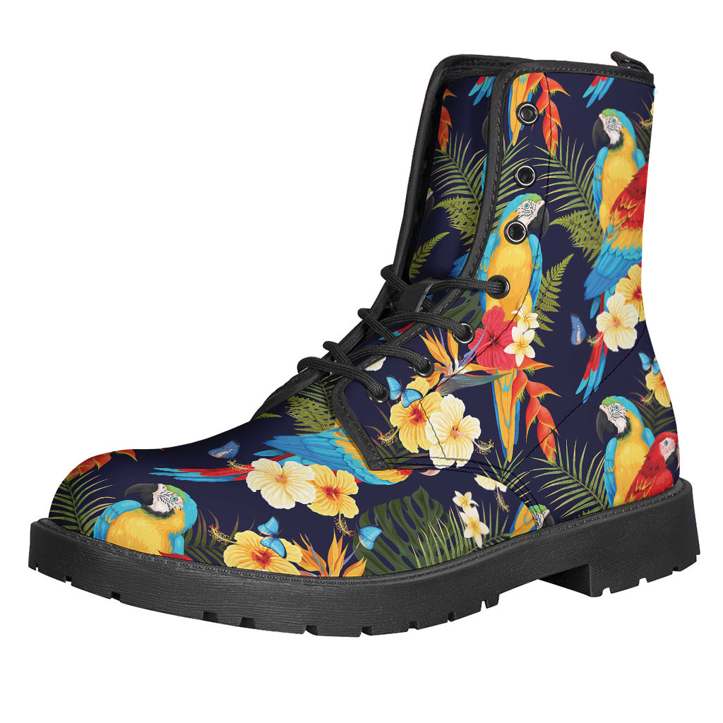 Parrot And Flower Pattern Print Backpack