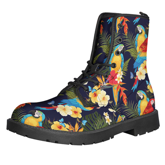 Parrot And Flower Pattern Print Backpack
