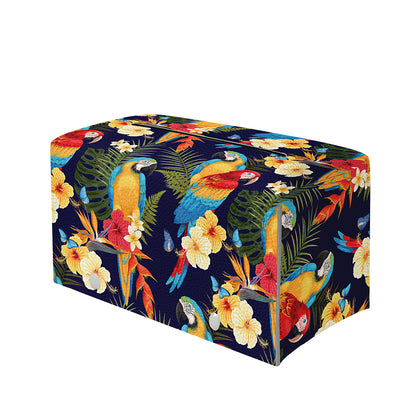 Parrot And Flower Pattern Print Leather Tissue Box Cover