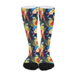 Parrot And Flower Pattern Print Long Socks