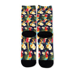 Parrot And Flower Pattern Print Long Socks