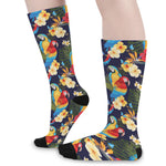 Parrot And Flower Pattern Print Long Socks