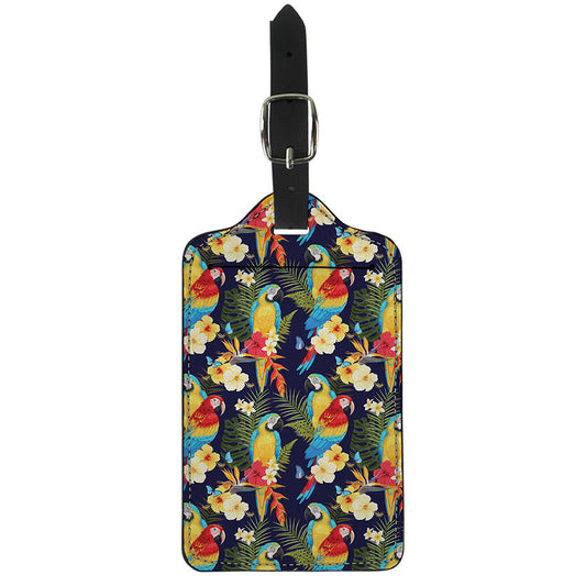 Parrot And Flower Pattern Print Luggage Tag