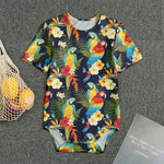 Parrot And Flower Pattern Print Men's Bodysuit