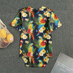 Parrot And Flower Pattern Print Men's Bodysuit