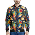 Parrot And Flower Pattern Print Men's Bomber Jacket