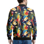 Parrot And Flower Pattern Print Men's Bomber Jacket