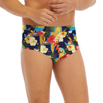 Parrot And Flower Pattern Print Men's Briefs