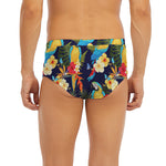 Parrot And Flower Pattern Print Men's Briefs