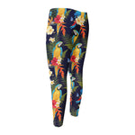 Parrot And Flower Pattern Print Men's Compression Pants