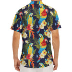 Parrot And Flower Pattern Print Men's Deep V-Neck Shirt