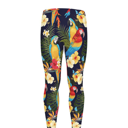 Parrot And Flower Pattern Print Men's leggings