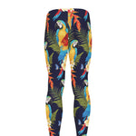 Parrot And Flower Pattern Print Men's leggings