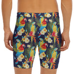 Parrot And Flower Pattern Print Men's Long Boxer Briefs