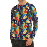 Parrot And Flower Pattern Print Men's Long Sleeve Rash Guard