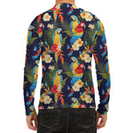 Parrot And Flower Pattern Print Men's Long Sleeve Rash Guard