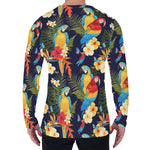 Parrot And Flower Pattern Print Men's Long Sleeve T-Shirt