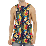 Parrot And Flower Pattern Print Men's Muscle Tank Top