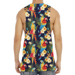 Parrot And Flower Pattern Print Men's Muscle Tank Top