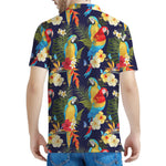 Parrot And Flower Pattern Print Men's Polo Shirt