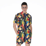 Parrot And Flower Pattern Print Men's Rompers