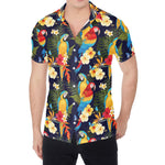 Parrot And Flower Pattern Print Men's Shirt