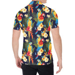 Parrot And Flower Pattern Print Men's Shirt