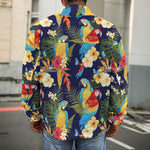 Parrot And Flower Pattern Print Men's Shirt Jacket