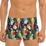 Parrot And Flower Pattern Print Men's Short Boxer Briefs