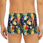 Parrot And Flower Pattern Print Men's Short Boxer Briefs