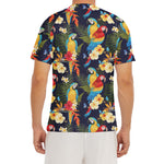 Parrot And Flower Pattern Print Men's Short Sleeve Rash Guard