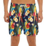 Parrot And Flower Pattern Print Men's Split Running Shorts