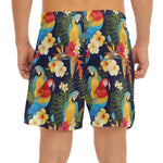 Parrot And Flower Pattern Print Men's Split Running Shorts