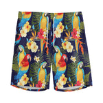 Parrot And Flower Pattern Print Men's Sports Shorts