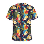 Parrot And Flower Pattern Print Men's Sports T-Shirt
