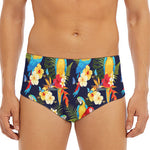 Parrot And Flower Pattern Print Men's Triangle Swim Briefs