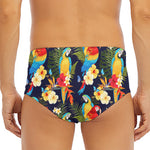 Parrot And Flower Pattern Print Men's Triangle Swim Briefs