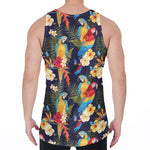 Parrot And Flower Pattern Print Men's Velvet Tank Top