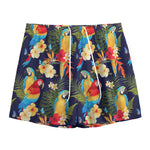 Parrot And Flower Pattern Print Mesh Shorts