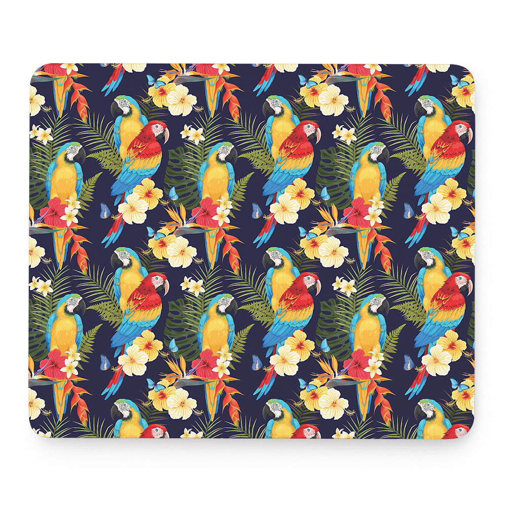 Parrot And Flower Pattern Print Mouse Pad