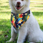 Parrot And Flower Pattern Print Over The Collar Dog Bandana