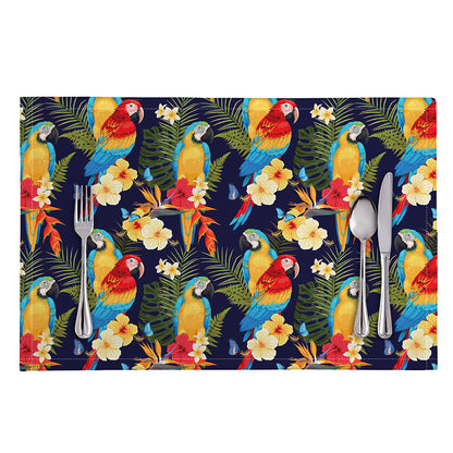 Parrot And Flower Pattern Print Placemat
