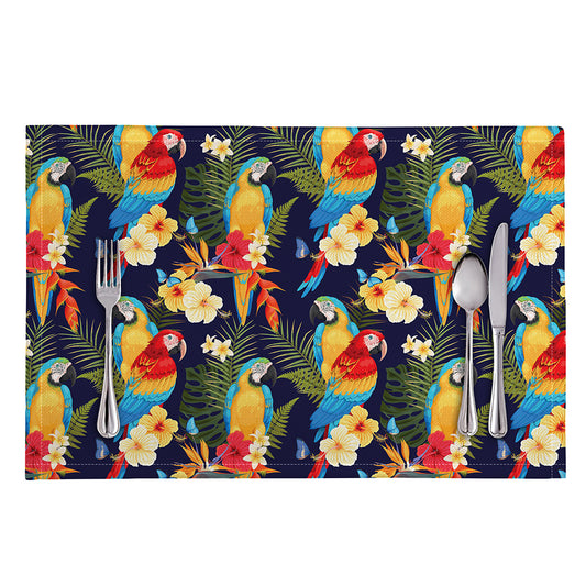 Parrot And Flower Pattern Print Placemat
